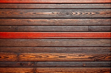 Wall Mural - Close-up view of wooden planks with different colors and shows signs of age and wear with cracks and knots visible - Generative AI	
