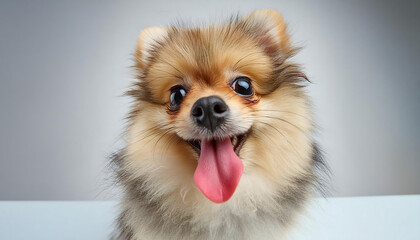 Wall Mural - Adorable Baby Pomeranian Sticking Out Tongue