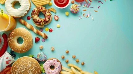 Wall Mural - Greasy Foods Day concept with copy space area for text
