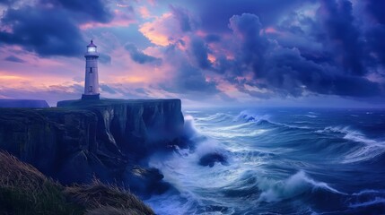 lighthouse on the rocks.