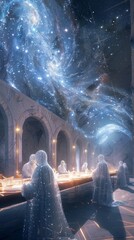 Wall Mural - an ethereal banquet set in a celestial observatory, angels, aliens, fantasy, advanced species