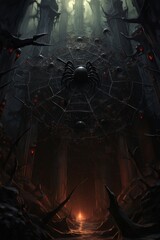 Wall Mural - dark fantasy spider web
