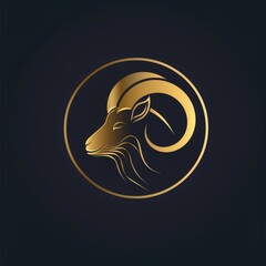 Sticker - golden goat circular logo, minimalist, professional