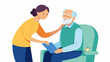 © Justlight - A caregiver practicing active listening skills with an elderly man showing empathy and understanding for his mental health struggles during a training session.. Vector illustration