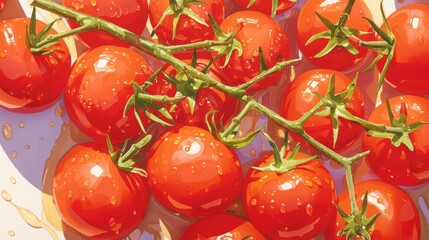 Canvas Print - A vibrant ripe organic red tomato bursting with health and freshness