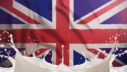 Wall Mural - British Flag with Milk Splash Effect