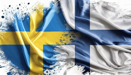 Wall Mural - Flag Collision Design of Sweden and Finland