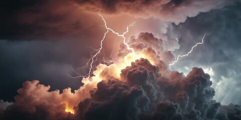 Wall Mural - abstract lightning fire in clouds background