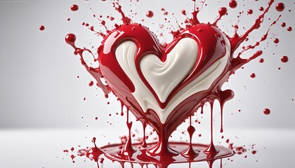 Wall Mural - Red and White Heart Paint Splash