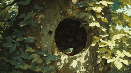 Canvas Print - A bird has found its way into a hole