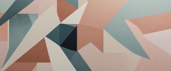 Wall Mural - Modern pastel-toned artwork, abstract paint strokes with stripes, lines and geometric shapes. Contemporary painting. Impressionism style. Modern poster for wall decoration