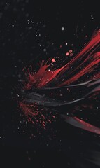 Wall Mural - Abstract Brushstrokes And Splatters In Shades Of Cherry Red And Charcoal Create A Dynamic Black And Red Backdrop, Banner Image For Website
