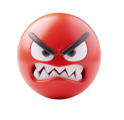 Wall Mural - 3d angry face icon, red color