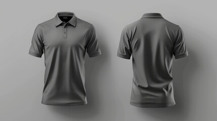 Wall Mural - Front and back gray polo shirt mockup