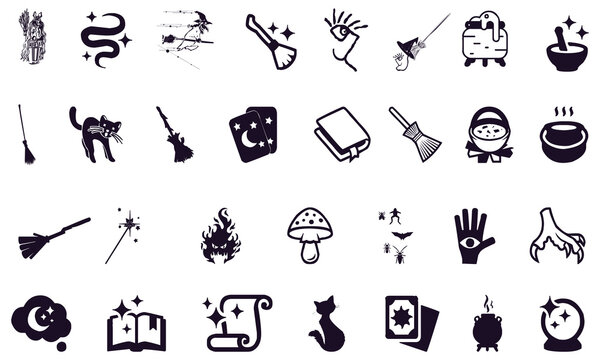 Witch and spooky element icon bundle