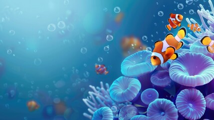 Ocean , amazing underwater world, 3 D illustration , Generative AI
