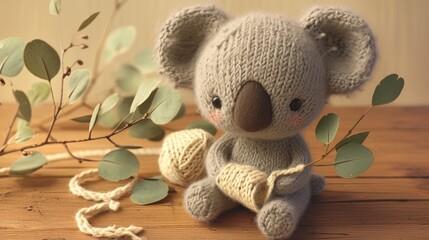 Wall Mural - ABC is the trade of a skilled knitter who specializes in crafting adorable koala bears with the letter K being a vital element in their creative process