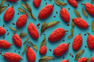 Sticker - seamless pattern with red leaves