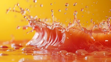 Canvas Print - vibrant red juice splashing on a solid yellow background