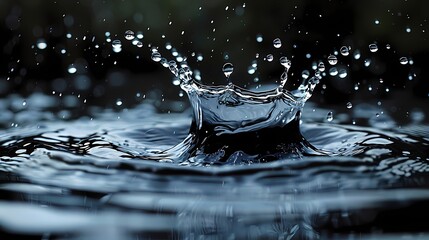 Wall Mural - water droplets splashing on a black background