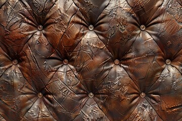 Wall Mural - Macro shot of weathered brown leather. Vintage material texture concept