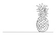 © onetime - Continuous one line drawing whole healthy organic yellow pineapple for orchard logo identity. Fresh summer fruitage concept for fruit garden icon. Single line draw design vector graphic illustration
