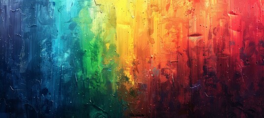 Sticker - Rainbow colorful paint on rough wall. LGBT pride gay lesbian gender equality wallpaper. Generative AI technology.