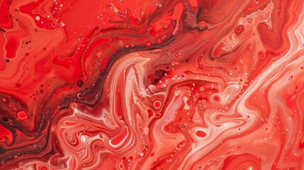 Wall Mural - red fluid art marbling paint textured background