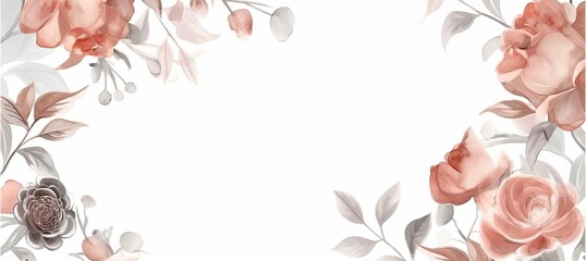 Wall Mural - Watercolor floral frame as a background.