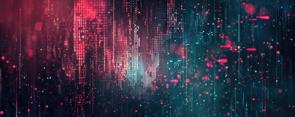 Digital binary code flows in streams, symbolizing data, cyber security, and information technology.