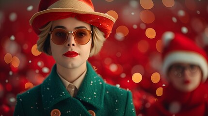 Poster - Female - Classic Christmas - vintage vibe - retro feel - Holiday - festive clothing 