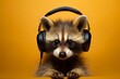 © Paulkot - Raccoon in headphones with empty space for text, ideal for adding personalized messages