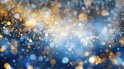 Wall Mural - Elegant abstract background with blue gold and silver colors and blurred bokeh lights perfect for festive occasions like Christmas New Year and Valentine s Day