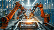 © wasan - Automated welding robots in a car manufacturing assembly line