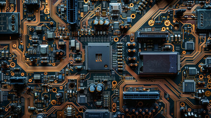 Wall Mural - A macro photograph of a CPU with intricate connections and pathways.