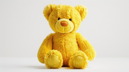 Wall Mural - Cute yellow teddy bear against a white backdrop