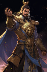 Wall Mural - a close up of a man in a golden outfit holding a sword