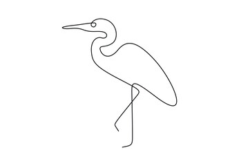 Wall Mural - Heron bird in one continuous line drawing vector illustration