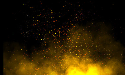 Wall Mural - blurred sparks from fire in front of black backgound