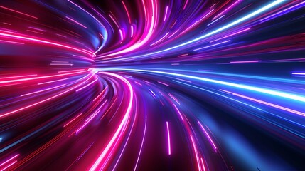 Wall Mural - motion light lines backdrop. for banner. neon futuristic flashes on black background