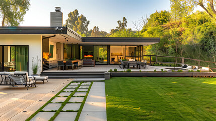 Wall Mural - Modern house with patio.