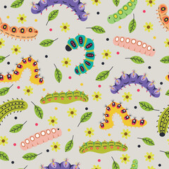 Wall Mural -  caterpillar seamless pattern in vector ,background,fabric,wrapping,wallpaper,etc
