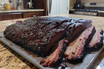 Wall Mural - Tasty looking brisket bbq from the smoker and well rested