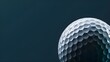 © kinza - Close up of golf ball lying on black surface with reflection, isolated, copy space for text.