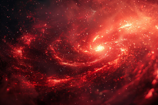A red galaxy with a spiral shape