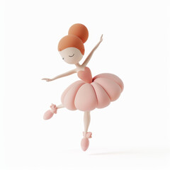 Wall Mural - ballerina icon in 3D style on a white background