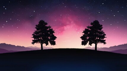 Wall Mural - Aesthetic gradient cosmic violet and pink starry sky Generative Ai.