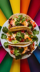 Wall Mural - Simple healthy tacos with meat and vegetables