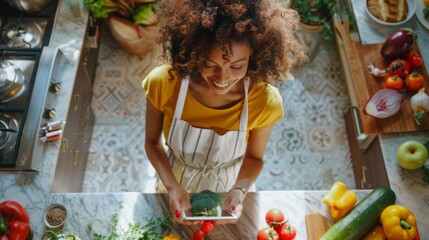 Wall Mural - The woman cooking healthy meal