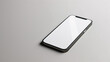 © Lull - Smartphone with blank white screen on grey background. Modern smartphone with blank white display on minimal grey background, suitable for app design or website presentation